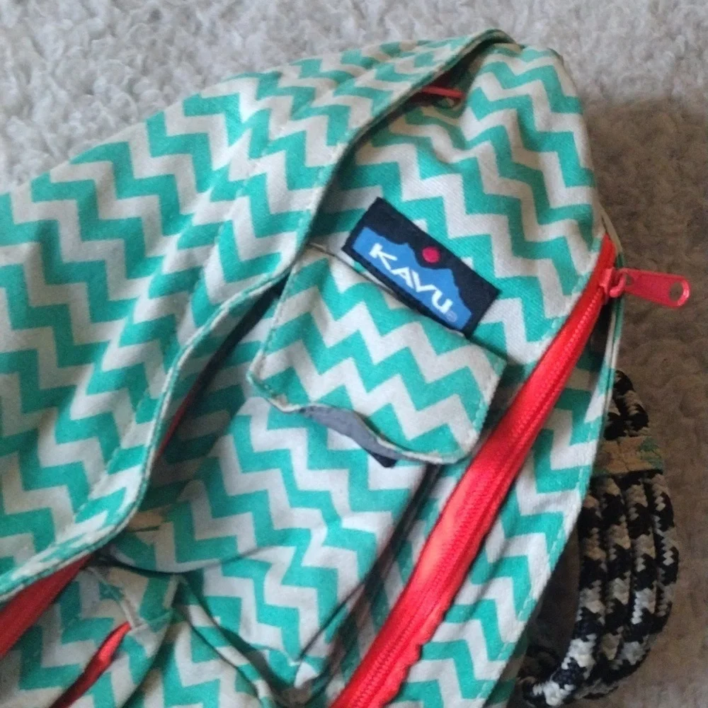 KAVU Teal Chevron Sling Bag